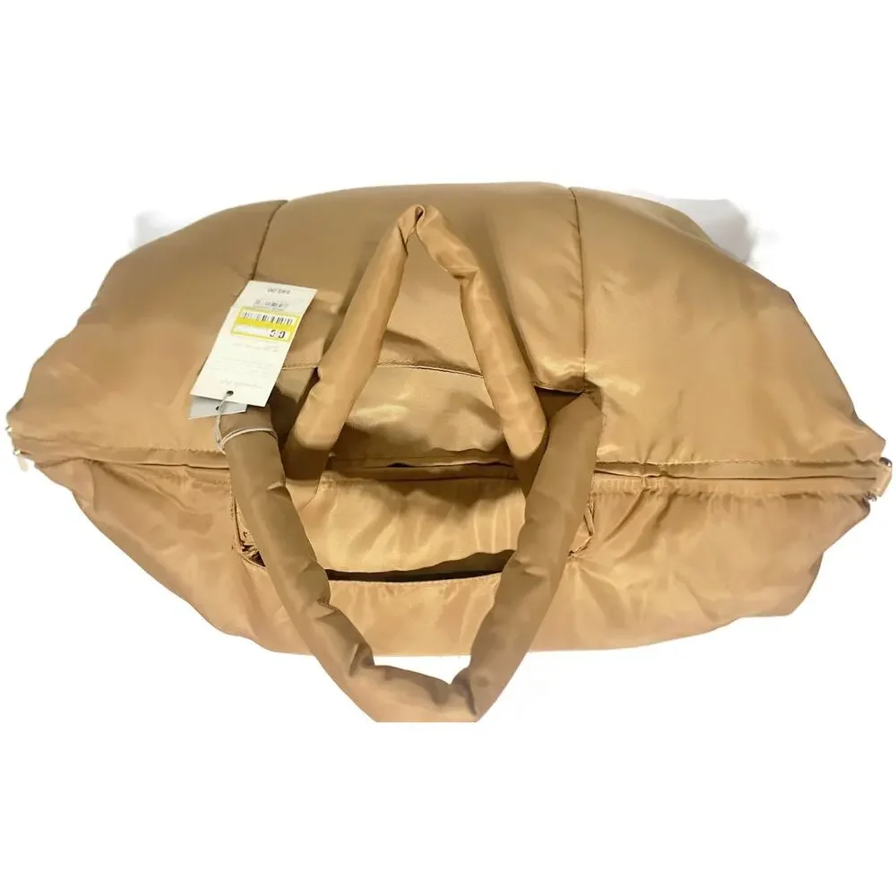 A New Day Brown Soft Puff Weekender Bag Athleisure Travel Duffel 23x15x10 NWT